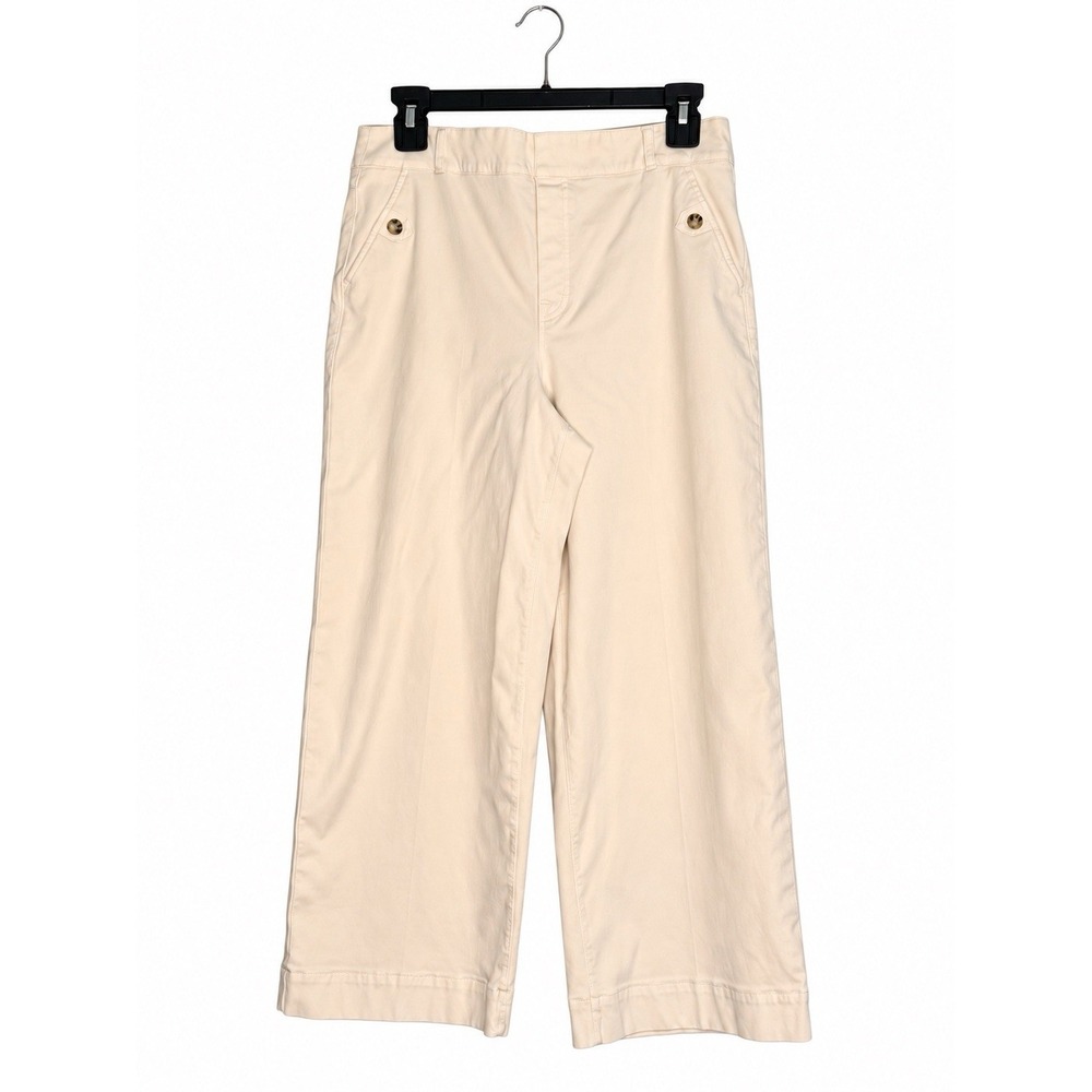 SPANX Wide Leg Crop Pants Women's XL Ivory Cream Stretch Trouser Workwear 20312R